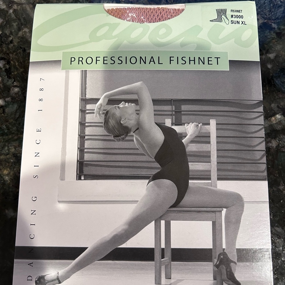 NIB Capezio Professional Fishnet Stockings. #3000 Sun. XL. Brand new.